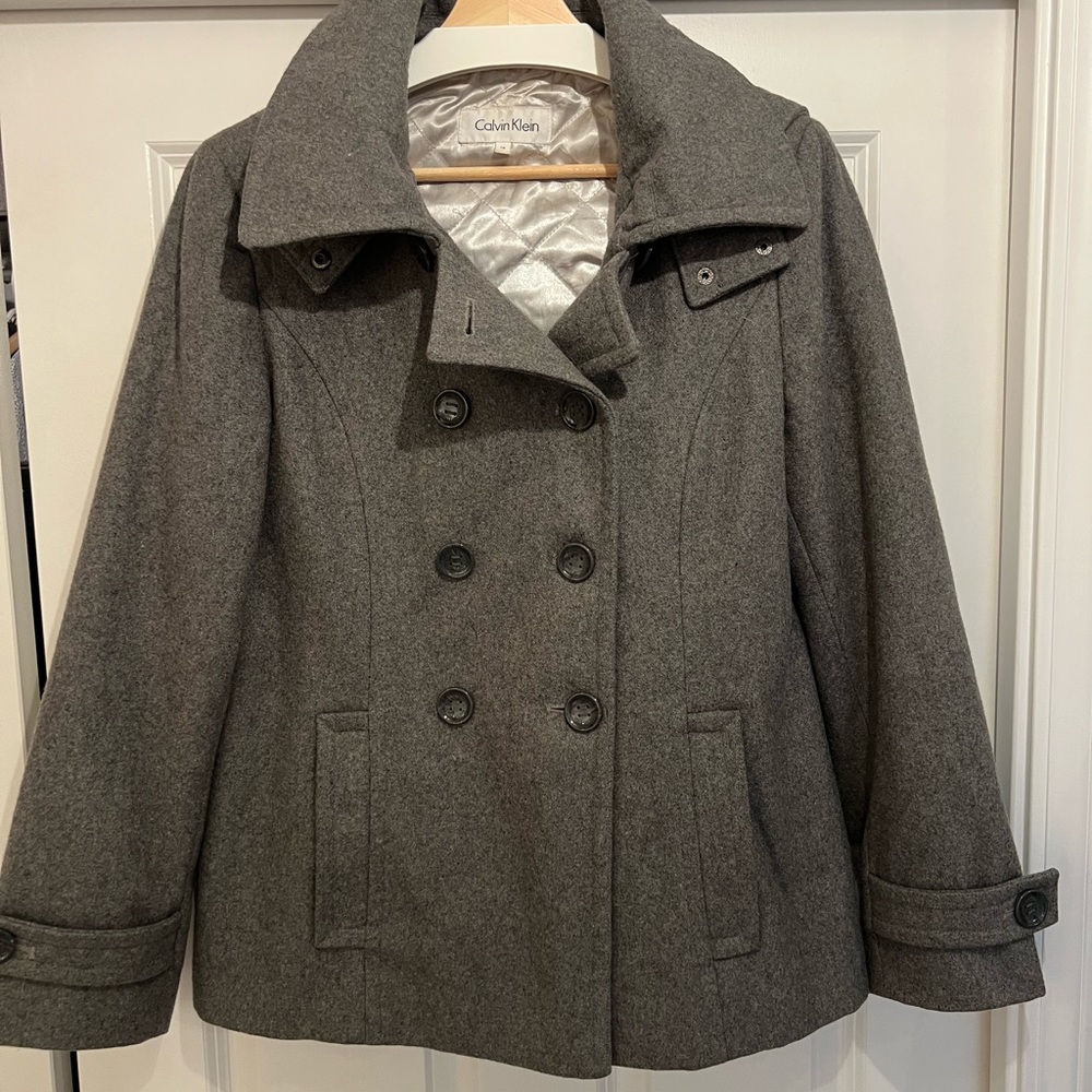 Calvin Klein wool blend hooded peacoat